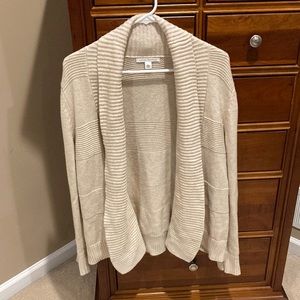Banana Republic cardigan sweater, large, light oatmeal, 92% cotton, 8% cashmere